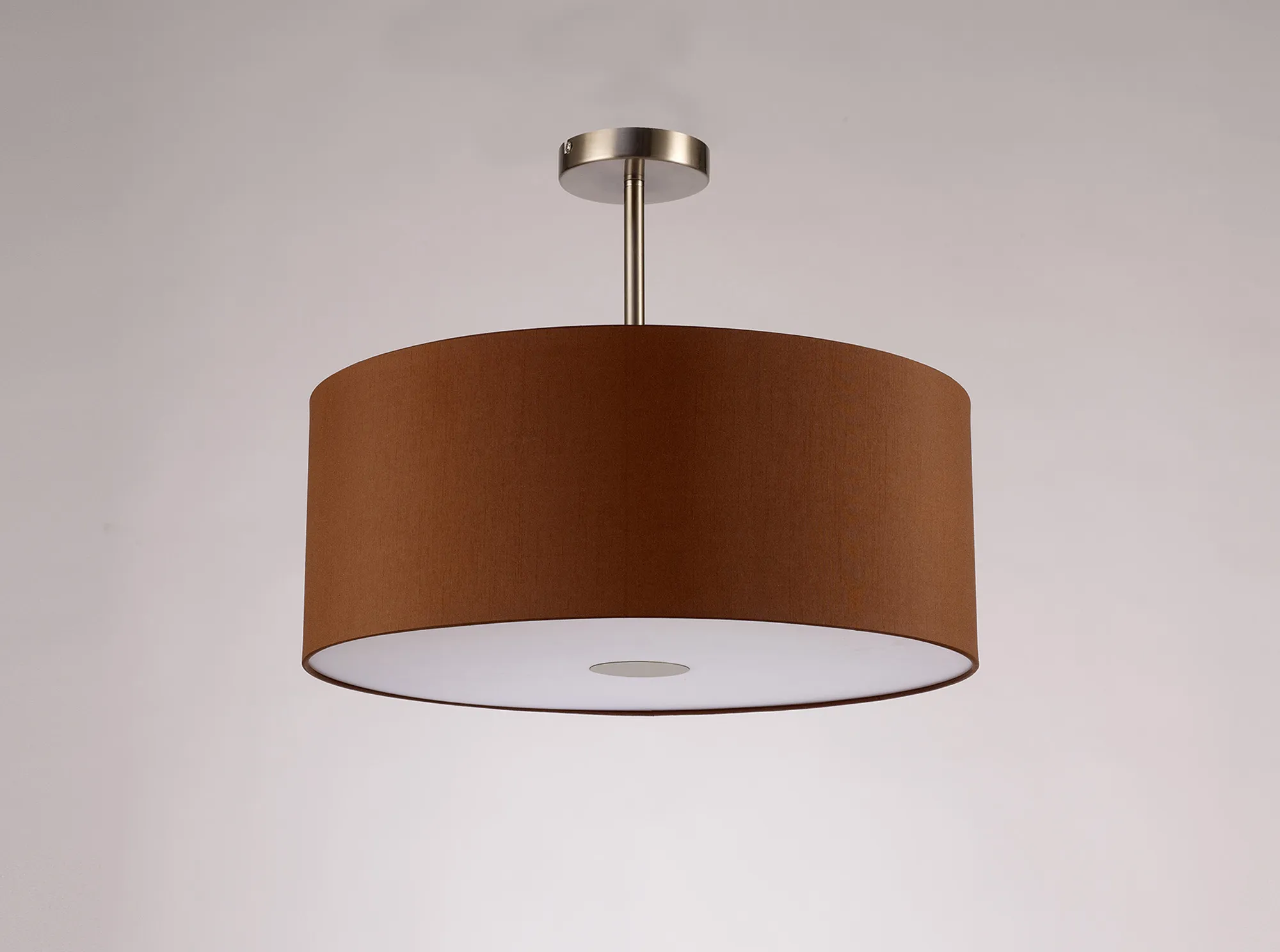 Baymont 50cm Semi Flush 1 Light Satin Nickel, Raw Cocoa/Grecian Bronze, Frosted Diffuser DK0266  Deco Baymont SN RC